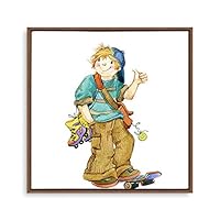 Framed Canvas Wall Art Cartoon Pattern Canvas Prints Home Artwork Decoration for Children's Room,Bedroom - 16x16 inches