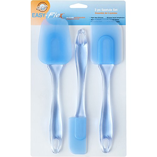 Wilton 570-1121 Easy Flex 3-Piece Silicone Spatula Set, Blue