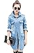 Wincolor Women's Button Down Ripped Distressed Long Denim Jacket Coat