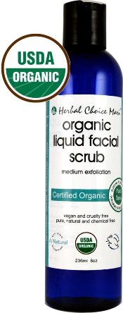 Herbal Choice Mari Organic Liquid Facial Scrub Medium Exfoliate 236ml/ 8oz Squeeze Bottle