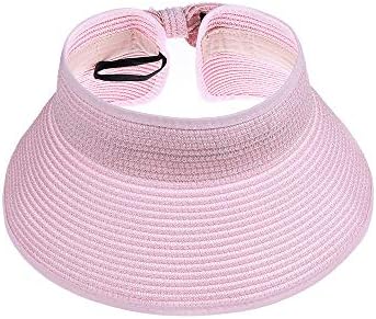 GNEGNI Kids Summer Roll Up Sun Visor Hat Wide Brim Straw Beach Hat - Main Image