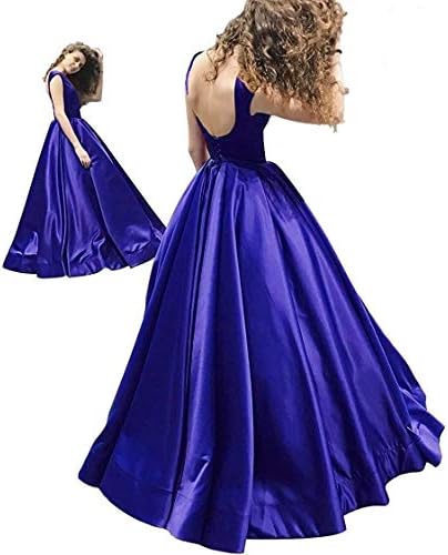 GMAR Romantic Backless Evening Dresses Ruched Satin Long Ball Gown Prom Dress