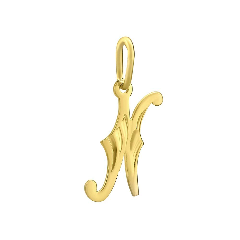 SILVEGO - SILVEGOBG10289N - Unisex 14ct Yellow Gold Pendant Letter N
