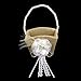 Tinksky Flower Gril Basket Vintage Pearl Ribbon Flower Decorated Burlap for Wedding Ceremony Party