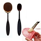Buytra 3-Piece Makeup Brush Set with Big and Small Oval Toothbrush Foundation Brush and Makeup Brush Cleaner Egg Scrubber Board