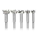 Xilko 5Pcs 15-35mm Tungsten Steel Woodworking Forstner Drill Bits Set Carbide Wood Drilling Rotary Boring Hole Round Shank Cutting Tools