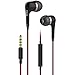 Earphones with Microphone E307BR Premium Earbuds Stereo Headphones - Red Black