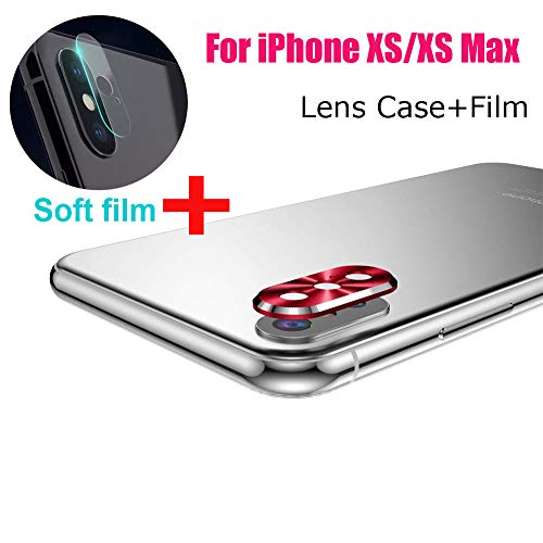 Sonmer Metal Rear Camera Lens Case Cover +Film For iPhone XS/XS Max (Red)