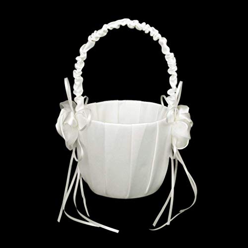 YaptheS Bud Decorated Wedding Flower Girl Basket Ivory - Thumbnail 6