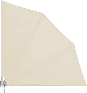 Deuba Balkonfächer klappbar mit Wandhalterung 140x140cm in beige witterungsbeständig inkl. Montagematerial Sichtschutz Balkon Windschutz Balkonsichtschutz Seitenmarkise