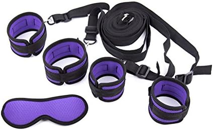 Catcheye Restraint Straps Kit with Adjustable Wrist and Ankle Cuff and Blindfold Set (Purple)