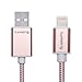 Lumsing Nylon Braided Lightning to USB Cable Apple MFi Certified Sync Charging Lightning Cable (3.3 Feet/1M) for for iPhone, iPod and iPad(Rose Gold)