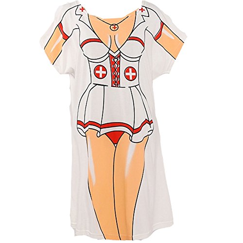 Buy NONO Women Funny Body Pattern Tshirt Bathing Suit Cover Up Dress