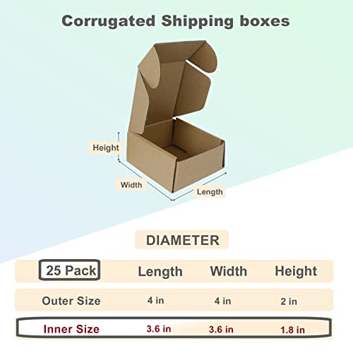 MEBRUDY 4x4x2 Inches Shipping Boxes Pack of 25, Small Corrugated