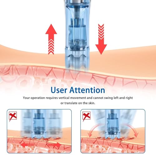 Microneedling Pen M8S, Professional Dr.pen Wireless Dermapen with 6pcs 12PIN 36PIN Replacement Cartridges Needles, 6 Speed Levels 0.25-2.5mm Adjustable