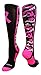 MadSportsStuff Pink Ribbon Awareness Camo OTC Socks (Black/Neon Pink, Small)