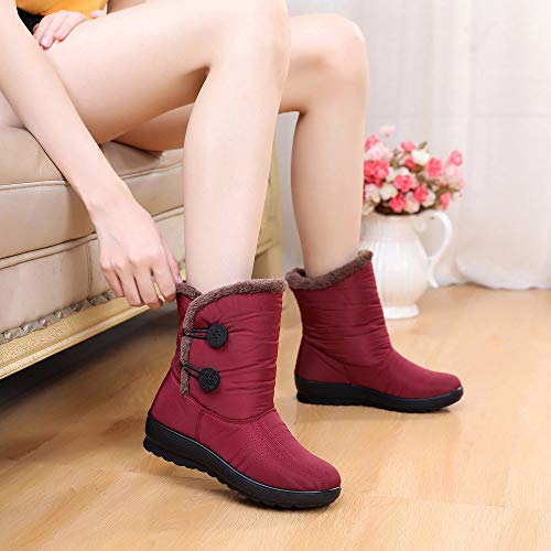 Teresamoon Women's Ladies Winter Waterproof Short Snow Boots Footwear Warm Shoes (Red/36)