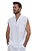 Cotton Natural Mykonos Sleeveless Drawstring Beads Shirt CN302 (Large, White)