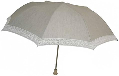Parapluies Vaux - Folding Linen Parasol with Sheer Lace Border - White