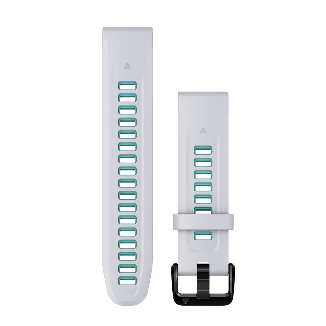 Garmin QuickFit Watch Bands (20mm), suitable for selected fēnix-, epix-, Descent-, D2-, Instinct- and Approach series smartwatches, Original accessory, Silicone, Whitestone/Aqua — image 1