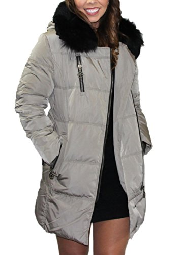 Pandella Women's 90% Down 800 Fill Power Long Down Jacket Coat Parka Mink Fur (Black, Blue, Grey) (M, GRAY) Pandella Women's 90% Down 800 Fill Power Long Down Jacket Coat Parka Mink Fur (Black, Blue, Grey) (M, GRAY)