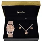 Gifts For Women Mom Wife Girlfriend Birthday Anniversary Christmas Gift - Appolus Watch Necklace Earrings Set Cubic Zirconia Rose Gold