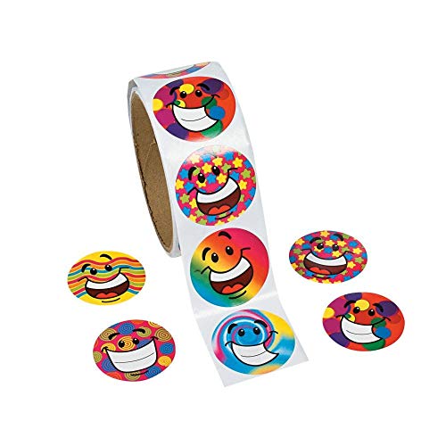 Fun Express - Funky Smile Face Stickers (100pc) - Stationery - Stickers - Stickers - Roll - 100 Pieces