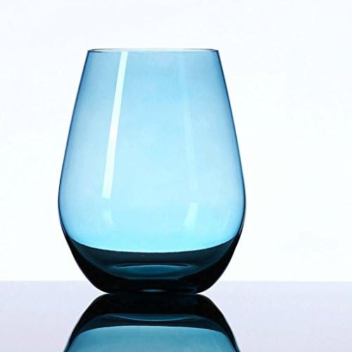 2PCS Whiskey Glass Round Lead-free Creative Drinking Glass Juice Cup Beer Mug 460ML UOMUN (color : Blue)
