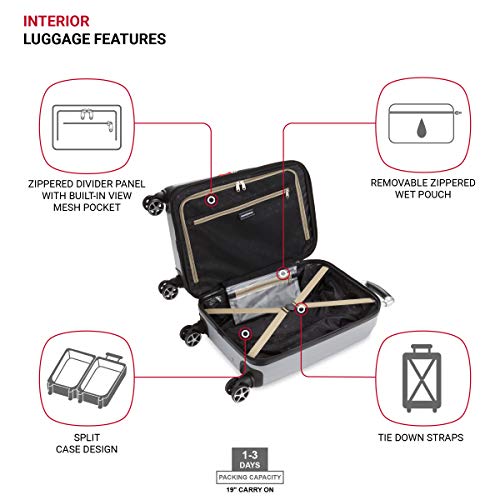 SwissGear 7585 Hardside Expandable Luggage with Spinner Wheels, Silver