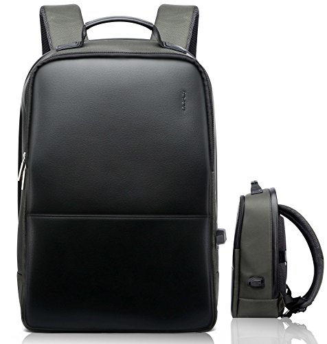 Bopai Business Backpack Invisible Anti theft Backpack USB Charge Port City Travel 15.6 inch MacBook Pro/Computer Rucksack Water-Resistant Laptop Backpack for men, Army Green