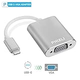 USB Type C to VGA Adapter (Thunderbolt 3 Compatible),Phizli USB 3.1 Type C (USB-C) to VGA Adapter Converter with Aluminium Case for 2016 2017 MacBook Pro,Samsung Galaxy S8/S8+