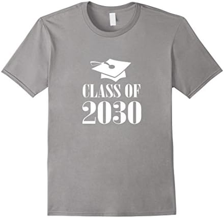 Men's Back to School Class Of 2030 T-shirt Graduation Hat Logo Small Slate