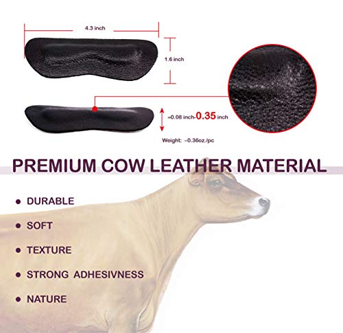 Premium Leather Heel Pads Grips Liners Inserts for Shoes Too Big,Unisex Prevent blistersï¼ŒShoe Filler Improved Shoe Fit and Comfort, 2 Pair Black(0.35inch Thicker)