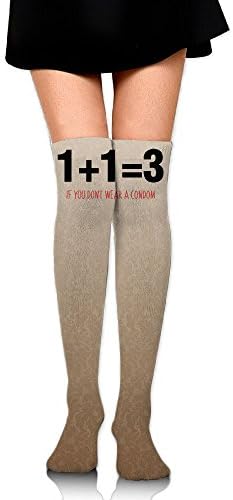 WRE8577 Women's Knee High Compression Thigh High Socks The One Plus One Equals Three If You Dont Wear A Condom For Jogging Sport Long Stockings