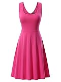 FENSACE Womens Sleeveless Scoop Neck Summer Beach Midi A Line Tank Dress, Rose, Large