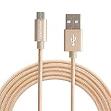 CableCreation USB 2.0 to Micro USB Cable(6Feet),High Speed Triple Shielded Braided Cable for Samsung, Nexus, LG, Motorola, Android Smartphones and More,Gold Cotton & Aluminum