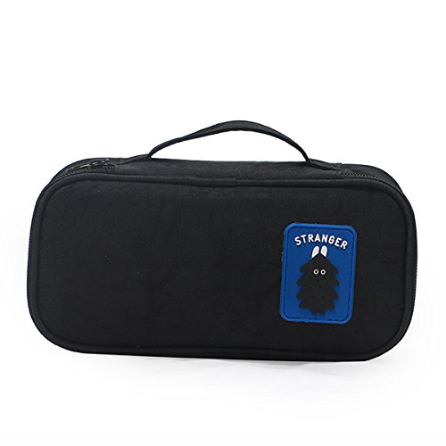 JAKAGO Zipper Carry Case pencil Cases Multi-function Make-up Pouches Large Capacity Travel Storage Bag for Men Women School College (Black )