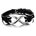 COOLSTEELANDBEYOND Infinity Love Genuine Leather Bracelet for Men and Women Stainless Steel