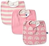 KicKee Pants Baby Essentials Bib Set Girls, Lotus Stripe, Lotus, Lotus Elephant, One Size