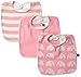 KicKee Pants Baby Essentials Bib Set Girls, Lotus Stripe, Lotus, Lotus Elephant, One Size