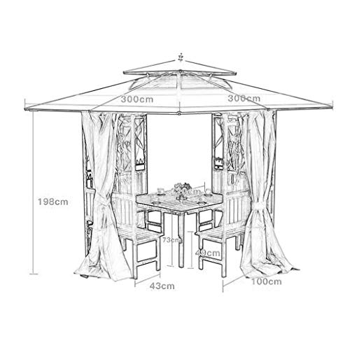 HLZY Gartenmöbel Pavillon 10x10 FT Außen Gazebos for Patios, im Freien doppelte Dachlüftungs Hinterhof Canopy Deck… – Bild 7
