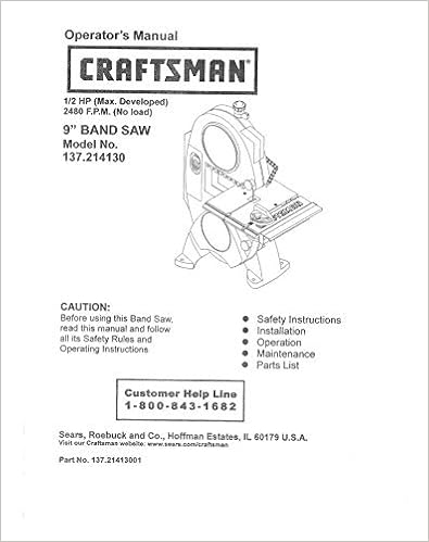 Craftsman 137.214130 Band Saw Owners 