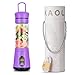EgoEra Portable Mini Personal Powerful Electric Juicer 450ml Sports Bottle Cup Blender Maker with Six Leaves Blade and Built-in 2200mAh Rechargeable Battery Power Bank, USB Charging Cable, Purple
