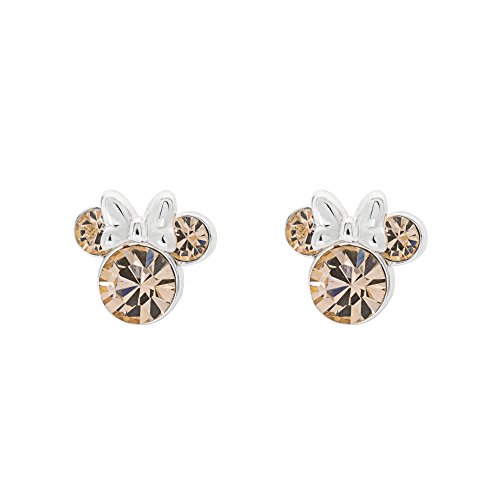 Disney Womens Minnie Mouse June Birthstone Stud Earrings - Minnie Mouse Jewelry - Birthstone Earrings (June-Light Peach Crystal) - Thumbnail 6