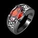 Huanhuan Men's Fashion Emerald Cut Ruby Garnet Topaz Sapphire CZ Black Gold Plated Elegant Rings Size 11