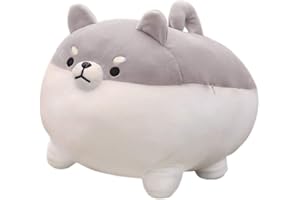 Auspicious beginning Stuffed Animal Shiba Inu Plush Toy Anime Corgi Kawaii Plush Dog Soft Pillow, Plush Toy Gifts for Boys Girls (Gray, 11.8")