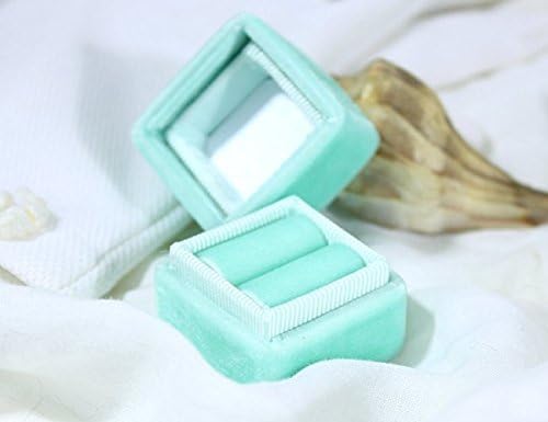 Mint Velvet Ring Box for Ring Storage, Wedding Ceremony or Engagement