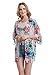 Women's Floral Chiffon Kimono Top - Ladies Sheer Flower 3/4 Sleeves Beach Cover Up for Bikini,Beachwear and Cardigan(White&Red,XL)