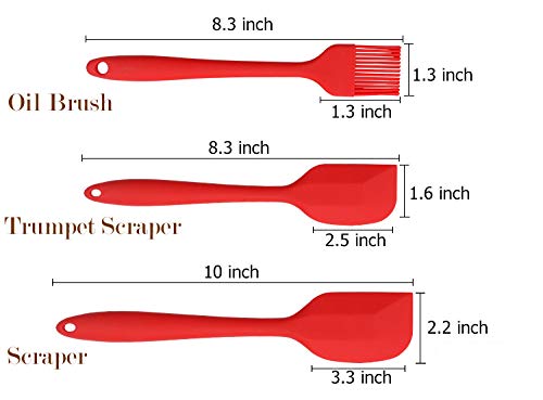 REMEE Basics Range Silicone Kitchen Utensils Set in FDA Grade with Hygienic Solid Coating Pack of 5(Red)