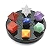 Top Plaza 7 Chakra Healing Crystals Kit Sacred Geometry Platonic Solids Crystals Reiki Tumbled Stones Set Lucky Decoration W/Black Obsidian Stand